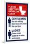 Clean Bathrooms Ladies Gentlemen Sign-null-Framed Art Print