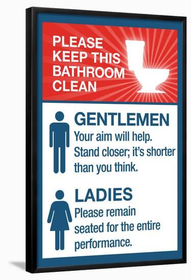 Clean Bathrooms Ladies Gentlemen-null-Framed Poster