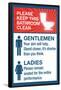 Clean Bathrooms Ladies Gentlemen-null-Framed Poster