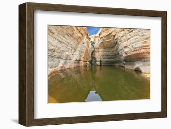 Clean Cold Water in the Creek Canyon. Sandstone Walls Apart, like Butterfly Wings. Picturesque Cany-kavram-Framed Photographic Print