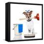 Cleaning Dog-Javier Brosch-Framed Stretched Canvas