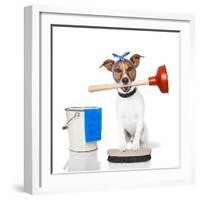 Cleaning Dog-Javier Brosch-Framed Photographic Print