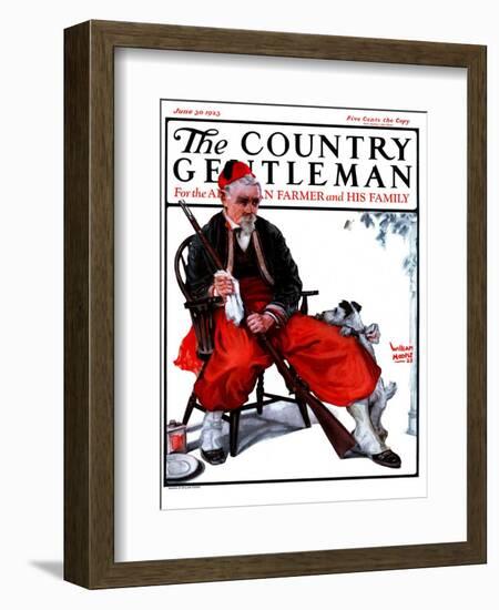 "Cleaning His Gun," Country Gentleman Cover, June 30, 1923-WM. Hoople-Framed Giclee Print