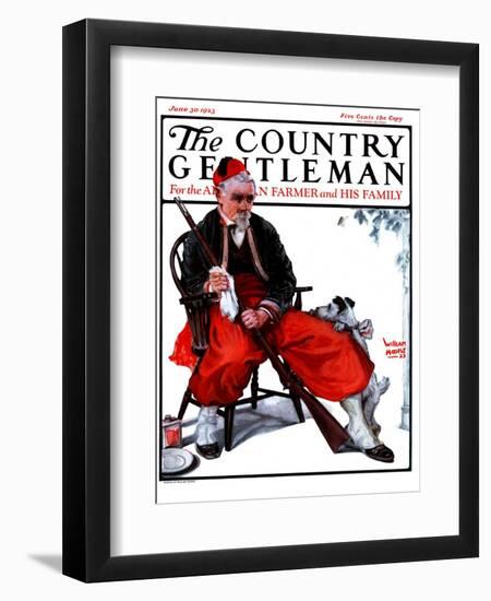 "Cleaning His Gun," Country Gentleman Cover, June 30, 1923-WM. Hoople-Framed Giclee Print