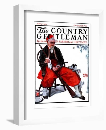 "Cleaning His Gun," Country Gentleman Cover, June 30, 1923-WM. Hoople-Framed Giclee Print