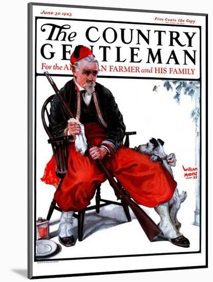 "Cleaning His Gun," Country Gentleman Cover, June 30, 1923-WM. Hoople-Mounted Giclee Print