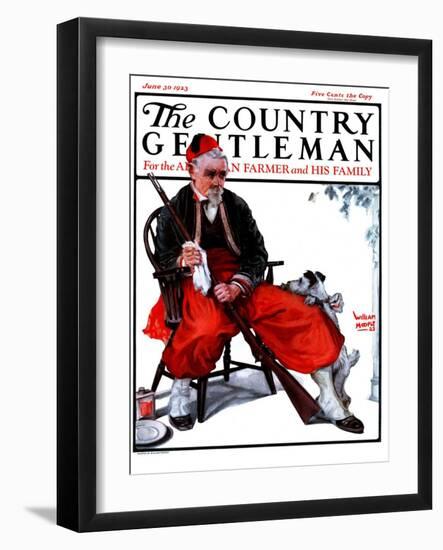 "Cleaning His Gun," Country Gentleman Cover, June 30, 1923-WM. Hoople-Framed Giclee Print