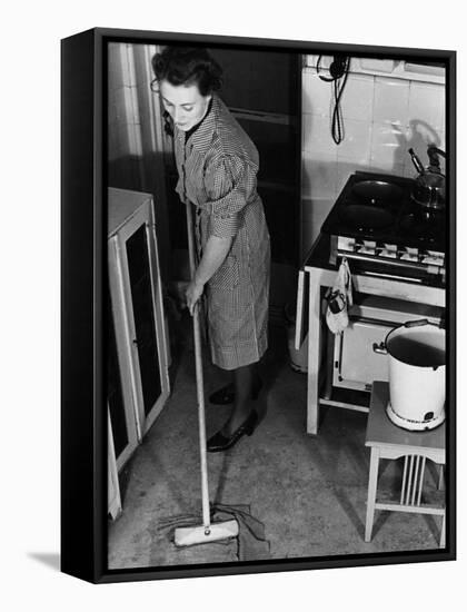 Cleaning Kitchen Floor-null-Framed Stretched Canvas