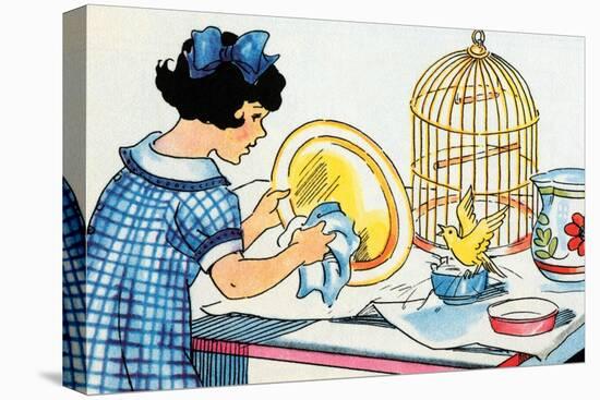 Cleaning the Birdcage-Julia Letheld Hahn-Stretched Canvas