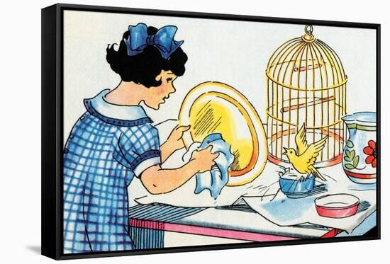 Cleaning the Birdcage-Julia Letheld Hahn-Framed Stretched Canvas