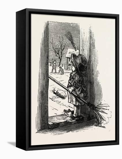 Cleaning the Doorstep, Child, 1882-null-Framed Stretched Canvas