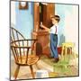 Cleaning The Grandfather Clock-Imogene M. McPherson -Mounted Art Print