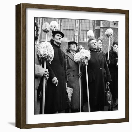 Cleaning Women Protesting For a Raise-Mark Kauffman-Framed Photographic Print