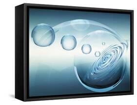 Clear Bubbles in Descending Size Rising from Water Ripples Surrounded by Clear Bubble-null-Framed Stretched Canvas