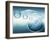 Clear Bubbles in Descending Size Rising from Water Ripples Surrounded by Clear Bubble-null-Framed Photographic Print