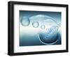 Clear Bubbles in Descending Size Rising from Water Ripples Surrounded by Clear Bubble-null-Framed Photographic Print