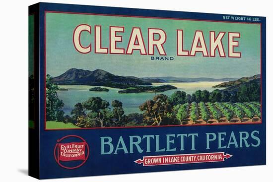 Clear Lake Pear Crate Label - Lake County, CA-Lantern Press-Stretched Canvas