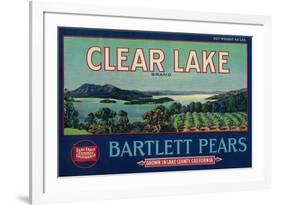 Clear Lake Pear Crate Label - Lake County, CA-Lantern Press-Framed Premium Giclee Print