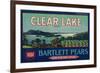 Clear Lake Pear Crate Label - Lake County, CA-Lantern Press-Framed Premium Giclee Print