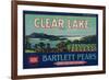 Clear Lake Pear Crate Label - Lake County, CA-Lantern Press-Framed Premium Giclee Print