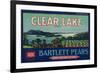Clear Lake Pear Crate Label - Lake County, CA-Lantern Press-Framed Premium Giclee Print
