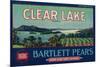 Clear Lake Pear Crate Label - Lake County, CA-Lantern Press-Mounted Premium Giclee Print