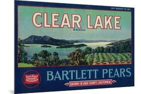 Clear Lake Pear Crate Label - Lake County, CA-Lantern Press-Mounted Premium Giclee Print