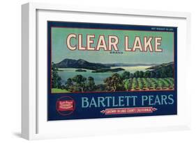 Clear Lake Pear Crate Label - Lake County, CA-Lantern Press-Framed Art Print