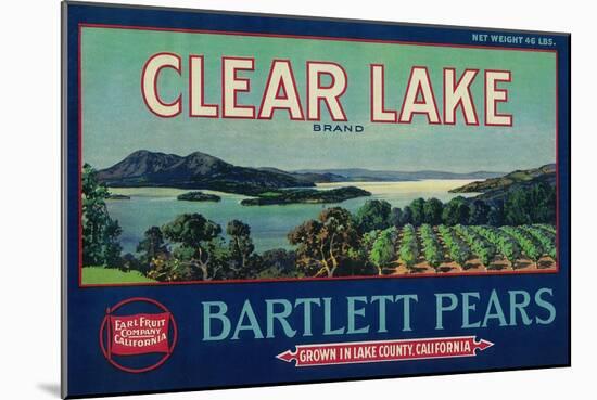 Clear Lake Pear Crate Label - Lake County, CA-Lantern Press-Mounted Art Print