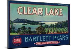 Clear Lake Pear Crate Label - Lake County, CA-Lantern Press-Mounted Art Print