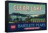 Clear Lake Pear Crate Label - Lake County, CA-Lantern Press-Framed Stretched Canvas