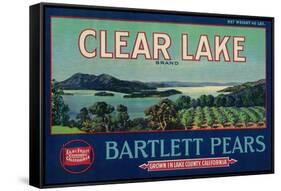 Clear Lake Pear Crate Label - Lake County, CA-Lantern Press-Framed Stretched Canvas