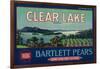 Clear Lake Pear Crate Label - Lake County, CA-Lantern Press-Framed Art Print