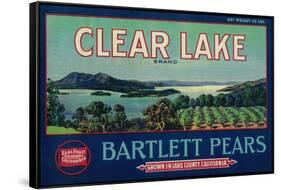 Clear Lake Pear Crate Label - Lake County, CA-Lantern Press-Framed Stretched Canvas