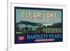Clear Lake Pear Crate Label - Lake County, CA-Lantern Press-Framed Art Print