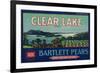 Clear Lake Pear Crate Label - Lake County, CA-Lantern Press-Framed Art Print