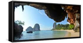 Clear Water, Blue Sky at Cave Beach, Krabi Thailand-Florian Bl?mm-Framed Stretched Canvas