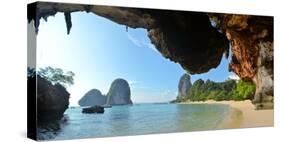 Clear Water, Blue Sky at Cave Beach, Krabi Thailand-Florian Bl?mm-Stretched Canvas