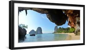 Clear Water, Blue Sky at Cave Beach, Krabi Thailand-Florian Bl?mm-Framed Photographic Print