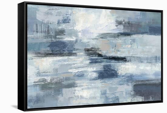 Clear Water Indigo and Gray-Silvia Vassileva-Framed Stretched Canvas