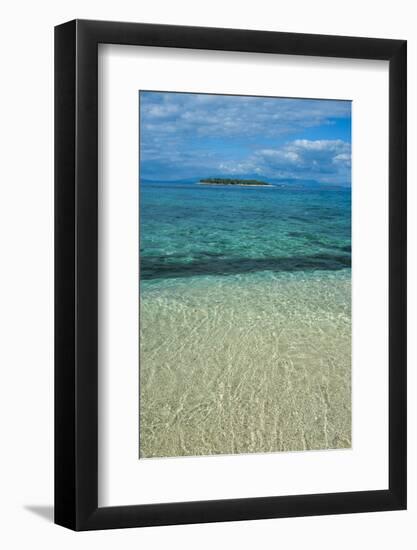 Clear Waters on Beachcomber Island with a Little Islet in the Background, Mamanucas Islands, Fiji-Michael Runkel-Framed Photographic Print