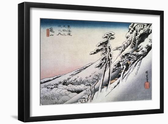 Clear Weather after Snow at Kameyama, from 53 Stations of Tokaido, 1832-Ando Hiroshige-Framed Giclee Print