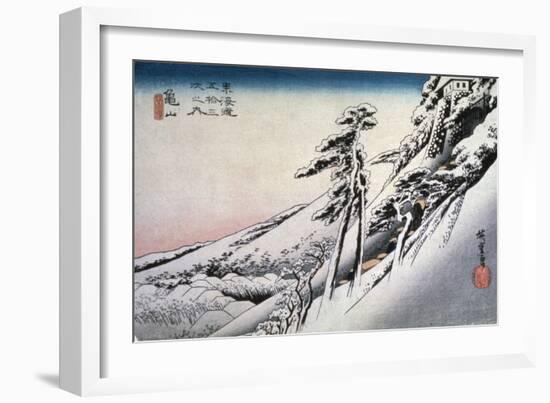 Clear Weather after Snow at Kameyama, from 53 Stations of Tokaido, 1832-Ando Hiroshige-Framed Giclee Print