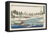 Clear Weather after Snow at Masaki, 1832-1839-Utagawa Hiroshige-Framed Stretched Canvas