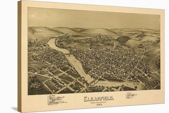 Clearfield, Pennsylvania - Panoramic Map-Lantern Press-Stretched Canvas