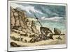 Clearing a Wreck on the North Coast of Cornwall, from "Sketches from Nature," Published 1822-Thomas Rowlandson-Mounted Giclee Print
