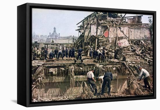 Clearing Debris, Dunkirk, France, 1940-null-Framed Stretched Canvas