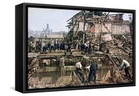 Clearing Debris, Dunkirk, France, 1940-null-Framed Stretched Canvas