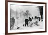 Clearing Snow on the Champs Elysees, German-Occupied Paris, Winter, 1941-null-Framed Giclee Print