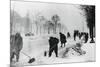 Clearing Snow on the Champs Elysees, German-Occupied Paris, Winter, 1941-null-Mounted Giclee Print